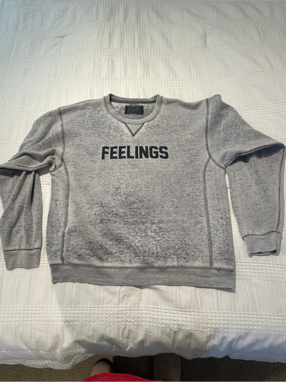 Reformation Gray 'FEELINGS' Crewneck Oversized Sweatshirt